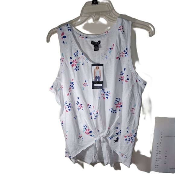 U.S. Polo Assn. White Tank Top Floral sz M NWT  B18 - Picture 1 of 7